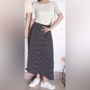 Black & White Polka Dot Flowy Skirt